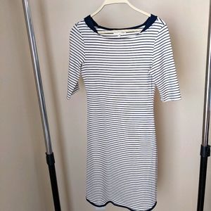 Navy and cream midi dress